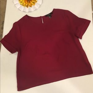 Cuffed-sleeve chiffon top, F21, S